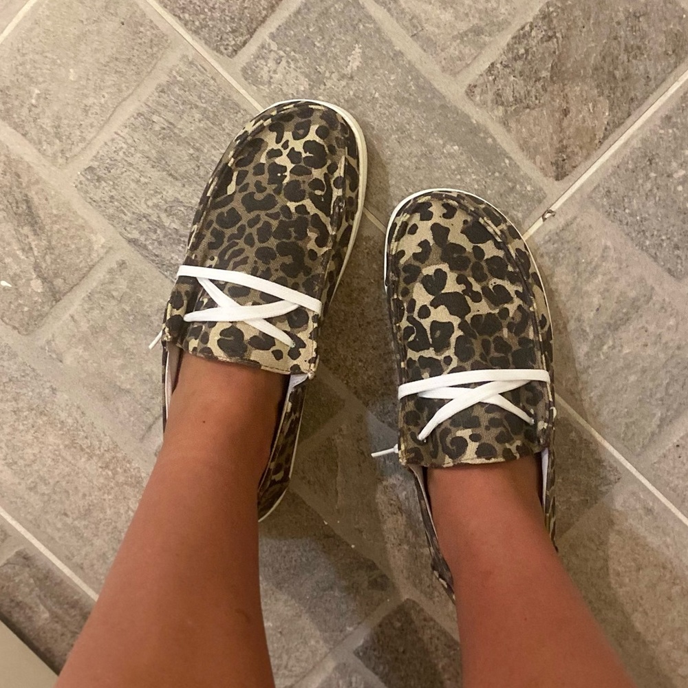 Leopard slip on shoes